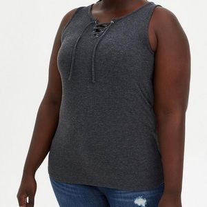 Torrid Lace-Up Ribbed Tank Top